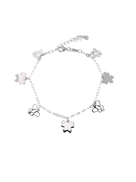 <p>Pulsera de plata finita con colgantitos de siluetas de mariposas en plata lisa.  </p>
<p>Plata de primera ley, 925 MM.</p>
<p