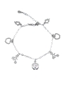 <p>Pulsera de plata finita con colgantitos de siluetas de manzana y flores en plata lisa.  </p>
<p>Plata de primera ley, 925 MM.