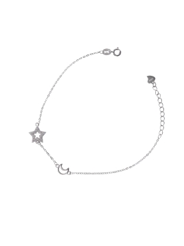 <p>Pulsera de plata finita decorada en un lateral con una estrella y una luna con circonitas blancas.  </p>
<p>Plata de primera 