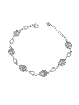 <p>Pulsera de plata entrelazada con adornos en forma de gota y decorada con circonitas blancas. </p>
<p>Plata de primera ley, 92