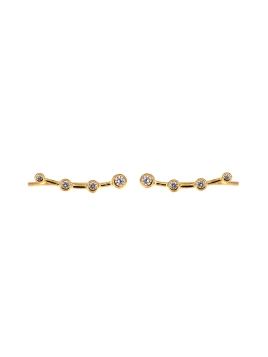 <p>Pendiente Trepador con Circonitas dorado entrelazados a una linea en Plata de Primera Ley. </p>
<ul>
<li><strong>Material: </