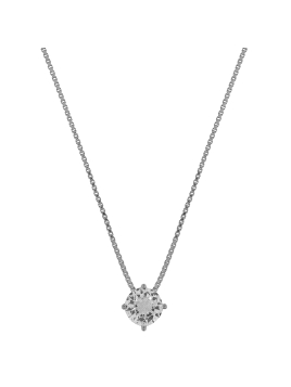 Gargantilla plata punto de luz 6 mm con circonita blanca y engaste de garras