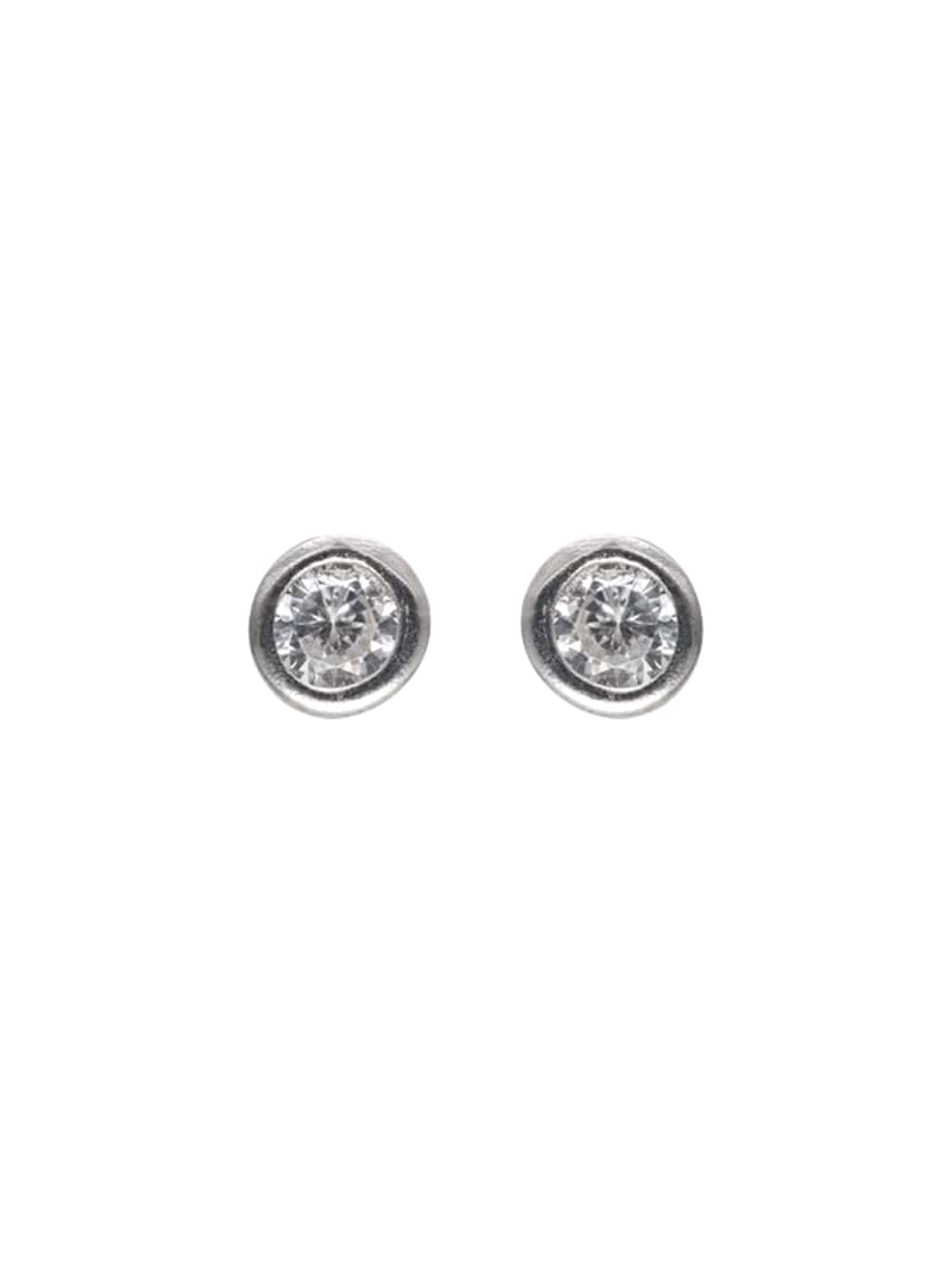 Pendientes de presión chatón con circonita blanca de 3 mm