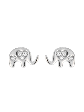 Pendientes de presión elefante plata con circonitas blancas