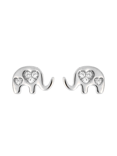 Pendientes de presión elefante plata con circonitas blancas