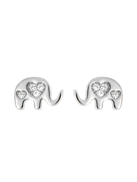 Pendientes de presión elefante plata con circonitas blancas