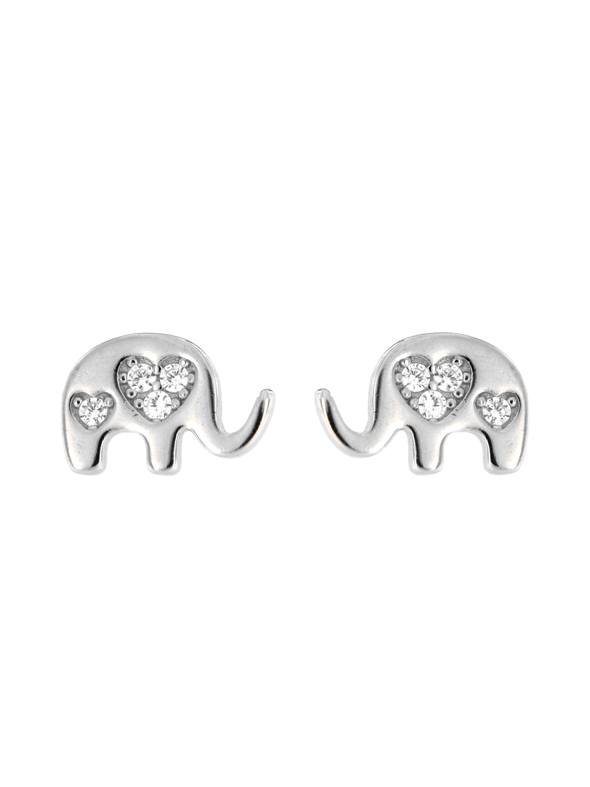 Pendientes de presión elefante plata con circonitas blancas