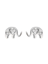 Pendientes de presión elefante plata con circonitas blancas
