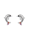 Pendientes de presión delfín con circonitas multicolor