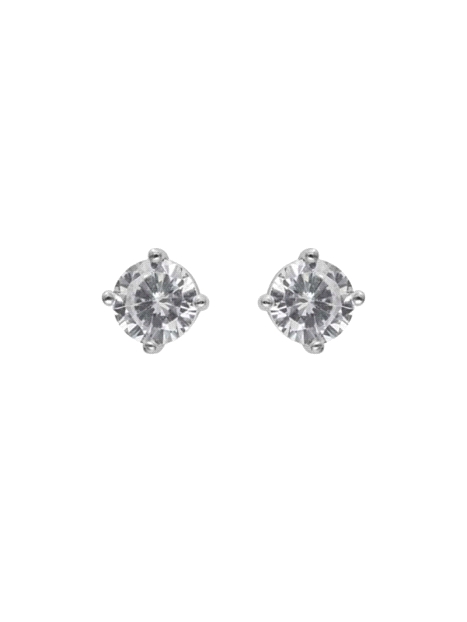 Pendientes de presión garra con circonita blanca de 4 mm