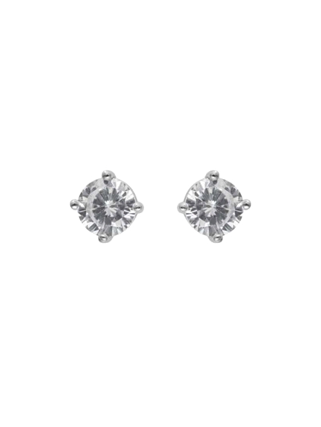 Pendientes de presión garra con circonita blanca de 4 mm