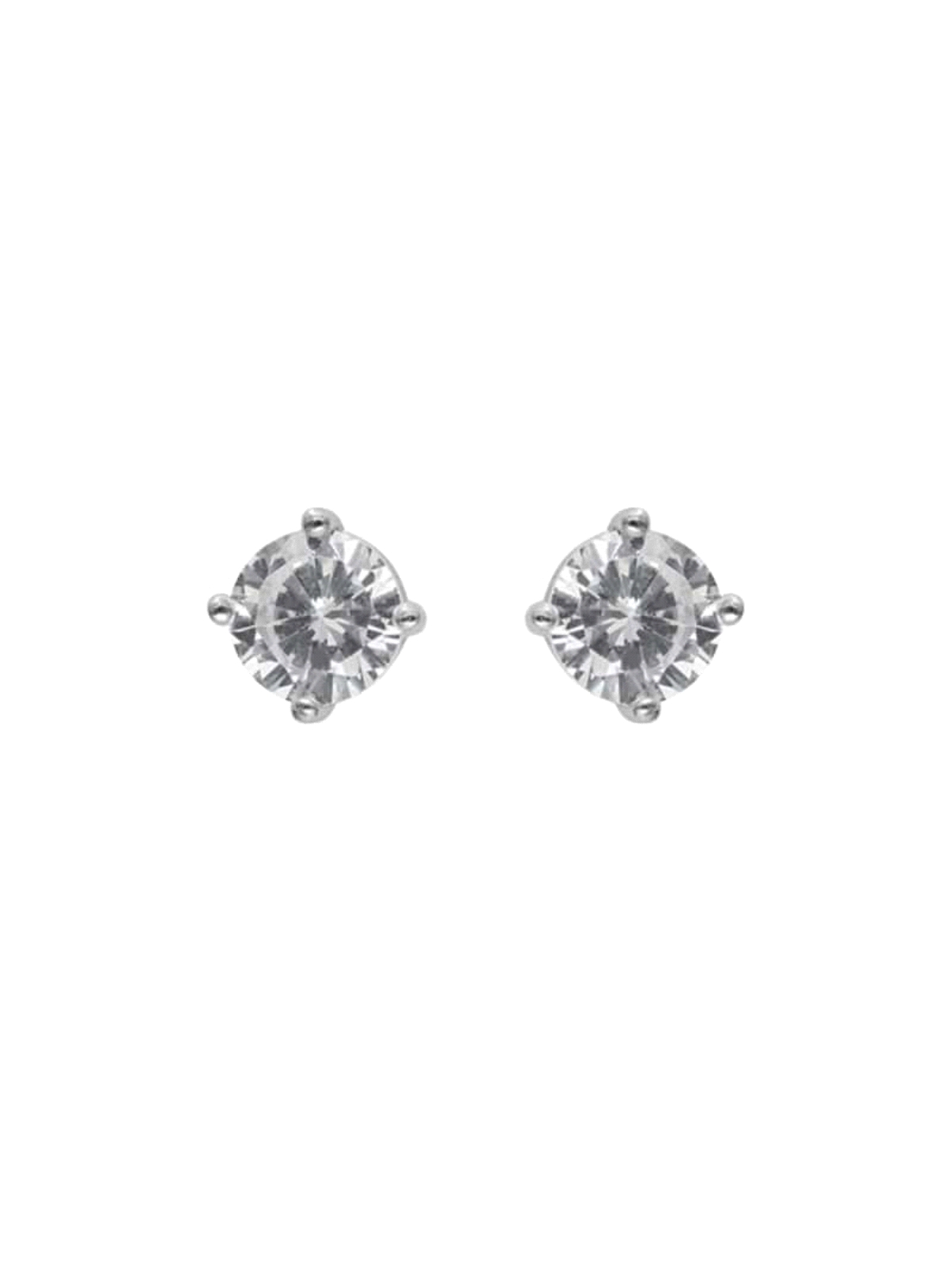 Pendientes de presión garra con circonita blanca de 4 mm