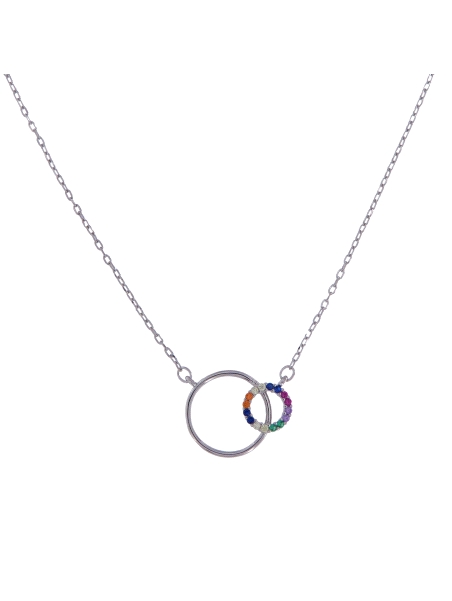 Gargantilla plata doble aro con circonitas de colores