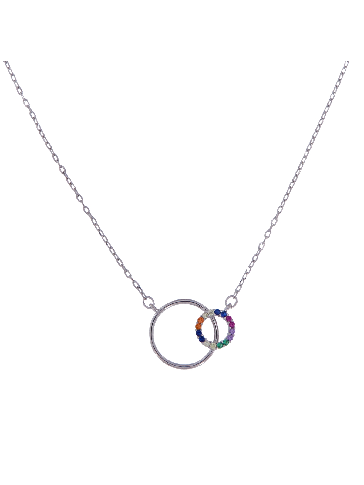 Gargantilla plata doble aro con circonitas de colores