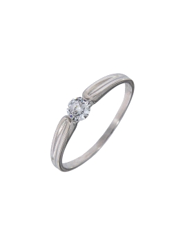 Anillo solitario sencillo circonita carril, Plata 925 MM- Joyas Marisol