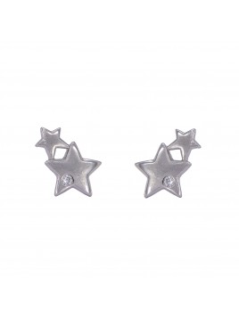 Pendientes de presión trío de estrellas con circonita blanca