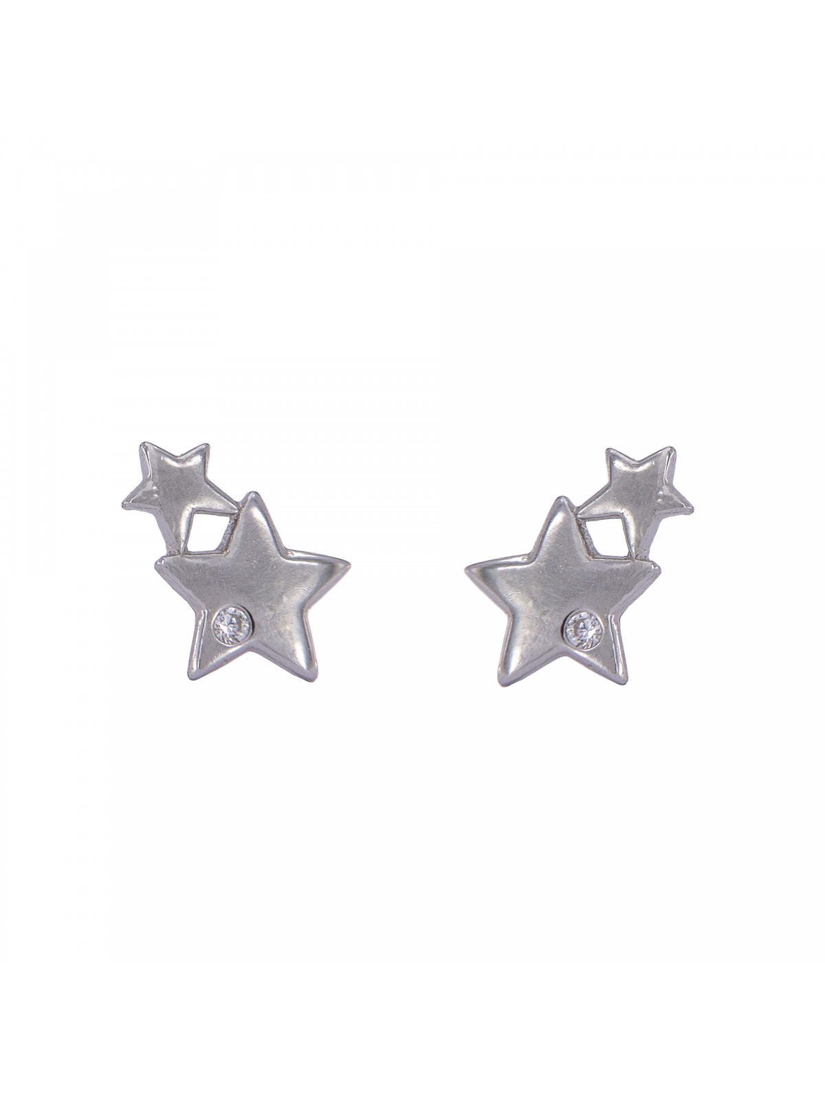 Pendientes de presión trío de estrellas con circonita blanca