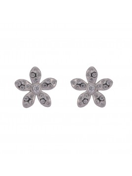 Pendientes de presión flor con circonitas blancas
