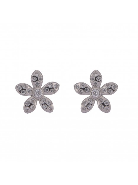 Pendientes de presión flor con circonitas blancas