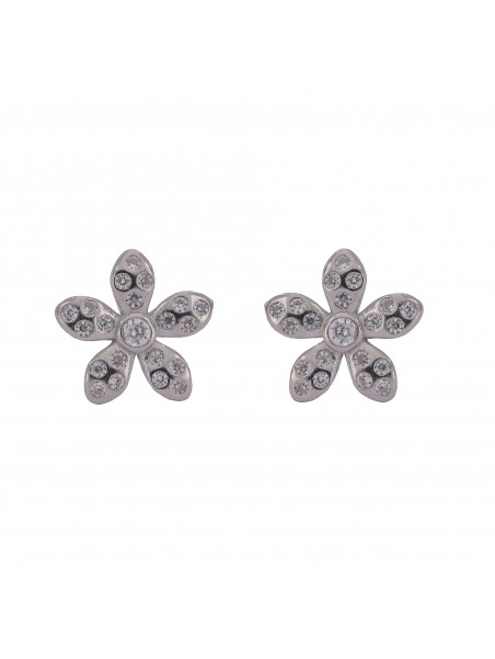 Pendientes de presión flor con circonitas blancas