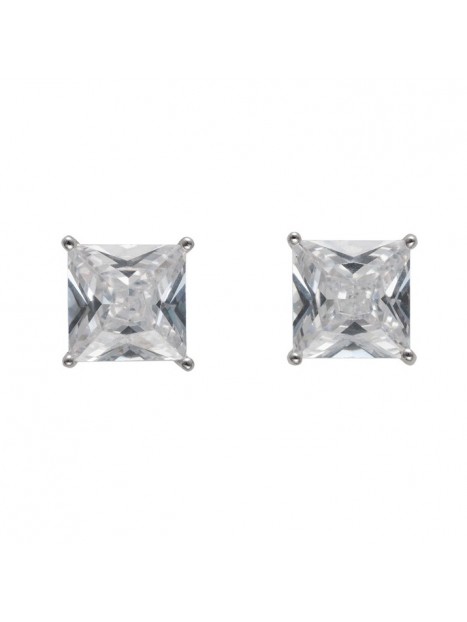 Pendientes de presión talla princesa con circonita blanca de 6 mm