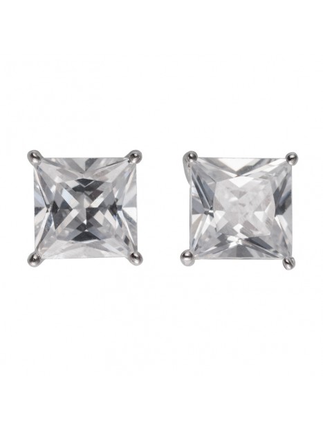 Pendientes de presión talla princesa con circonita blanca de 7 mm