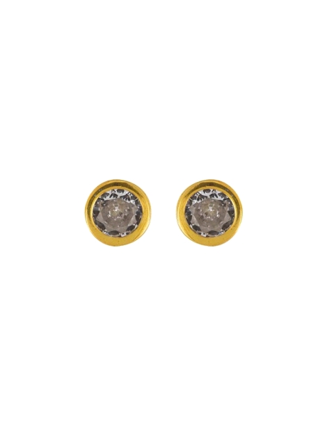 Pendientes de presión chatón dorados con circonita blanca de 3 mm