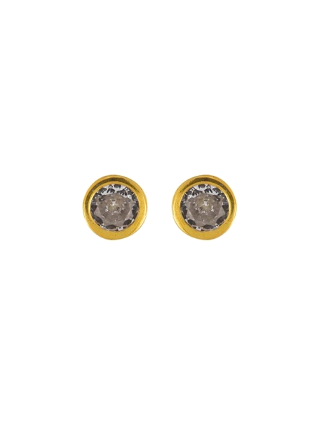Pendientes de presión chatón dorados con circonita blanca de 3 mm