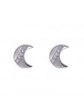 Pendientes de presión luna con línea de circonitas blancas en Plata de Ley 925