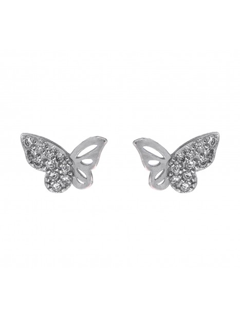 Pendientes de presión mariposa con ala de circonitas blancas y detalles calados