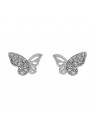 Pendientes de presión mariposa con ala de circonitas blancas y detalles calados