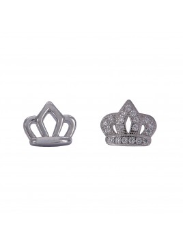 Pendientes de presión coronas lisa y circonitas plata