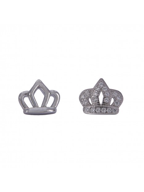 Pendientes de presión coronas lisa y circonitas plata