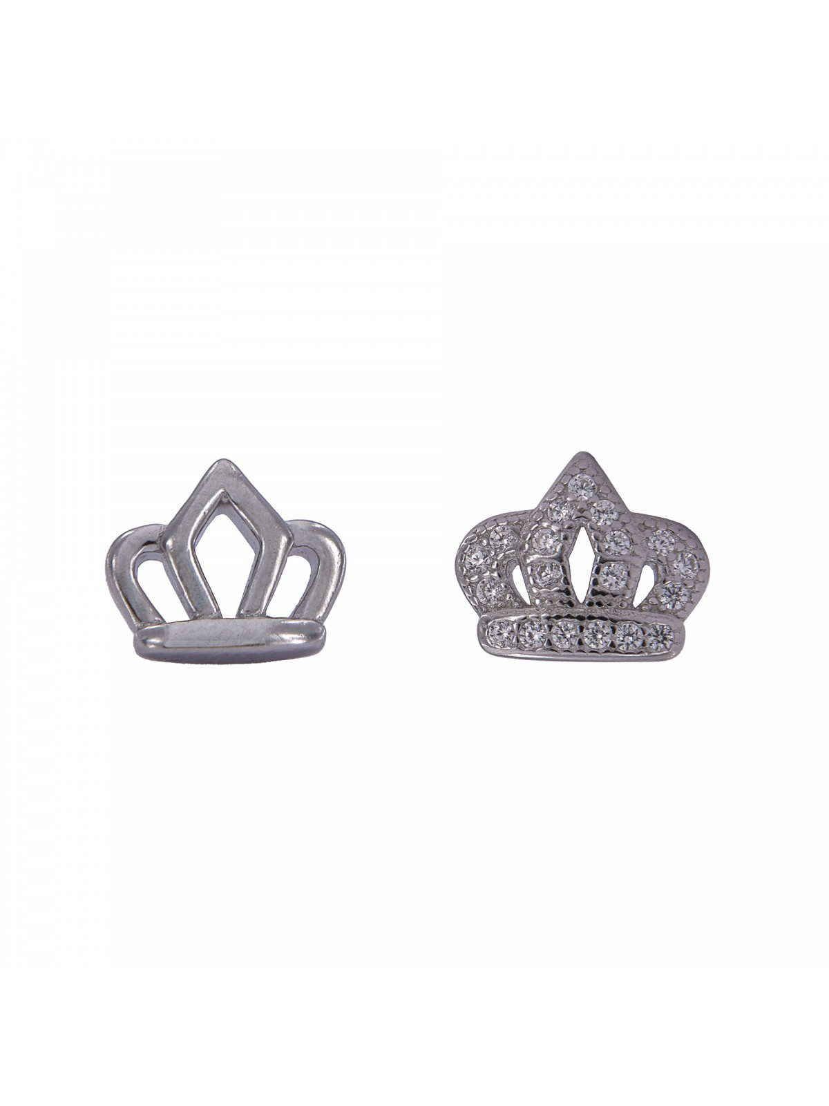 Pendientes de presión coronas lisa y circonitas plata