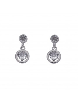Pendientes de presión doble circonita colgante blanca