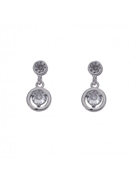 Pendientes de presión doble circonita colgante blanca