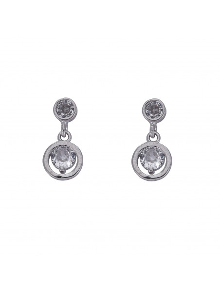 Pendientes de presión doble circonita colgante blanca