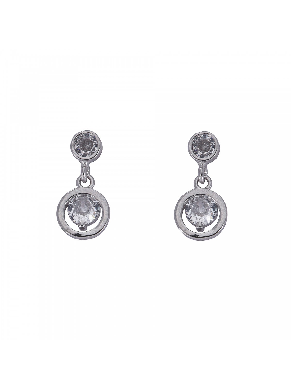 Pendientes de presión doble circonita colgante blanca