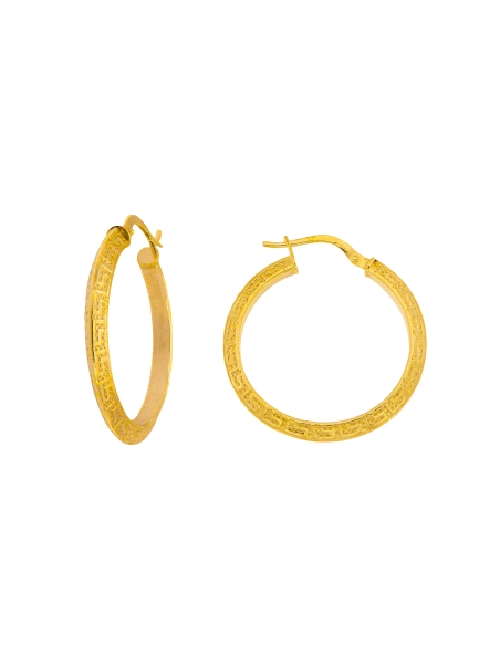 AROS DE PLATA GEOMÉTRICOS DORADOS 25 MM