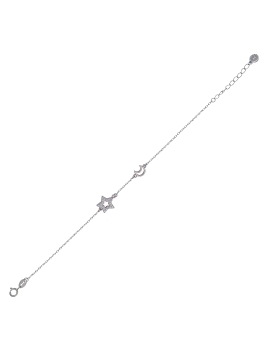 <p>Pulsera de plata finita decorada en un lateral con una estrella y una luna con circonitas blancas.  </p>
<p>Plata de primera