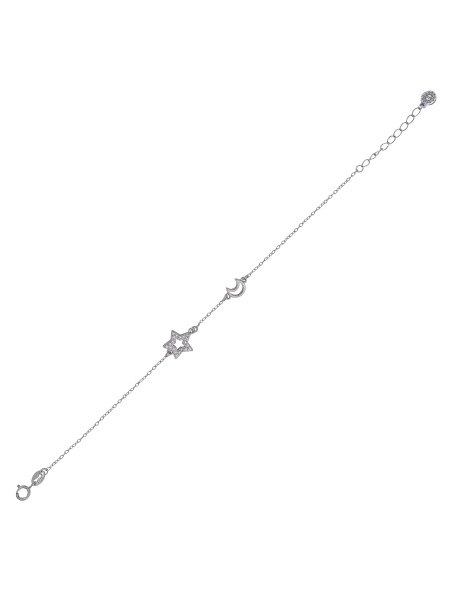 <p>Pulsera de plata finita decorada en un lateral con una estrella y una luna con circonitas blancas.  </p>
<p>Plata de primera 