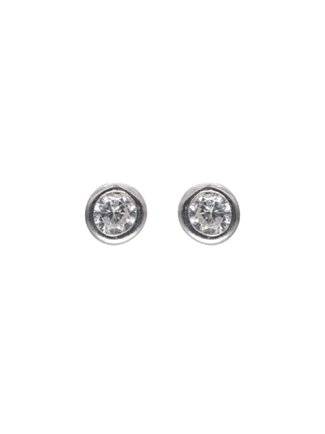 Pendientes chatón con circonita blanca de 5 mm