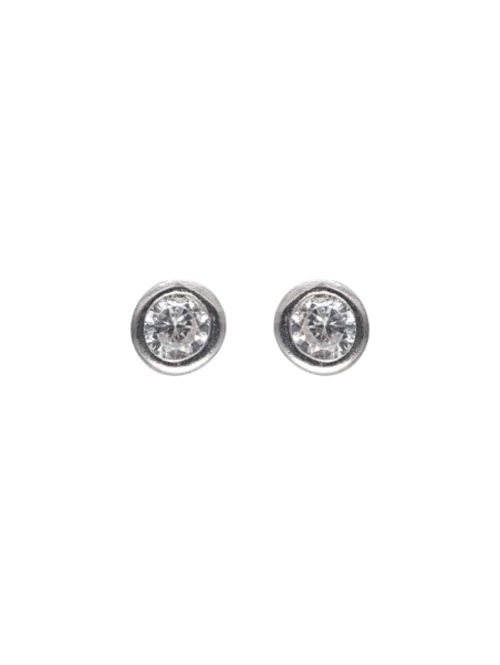 Pendientes chatón con circonita blanca de 5 mm
