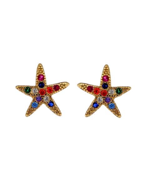 pendientes-de-presion-dorados-estrellita-de-mar-circonitas-colores