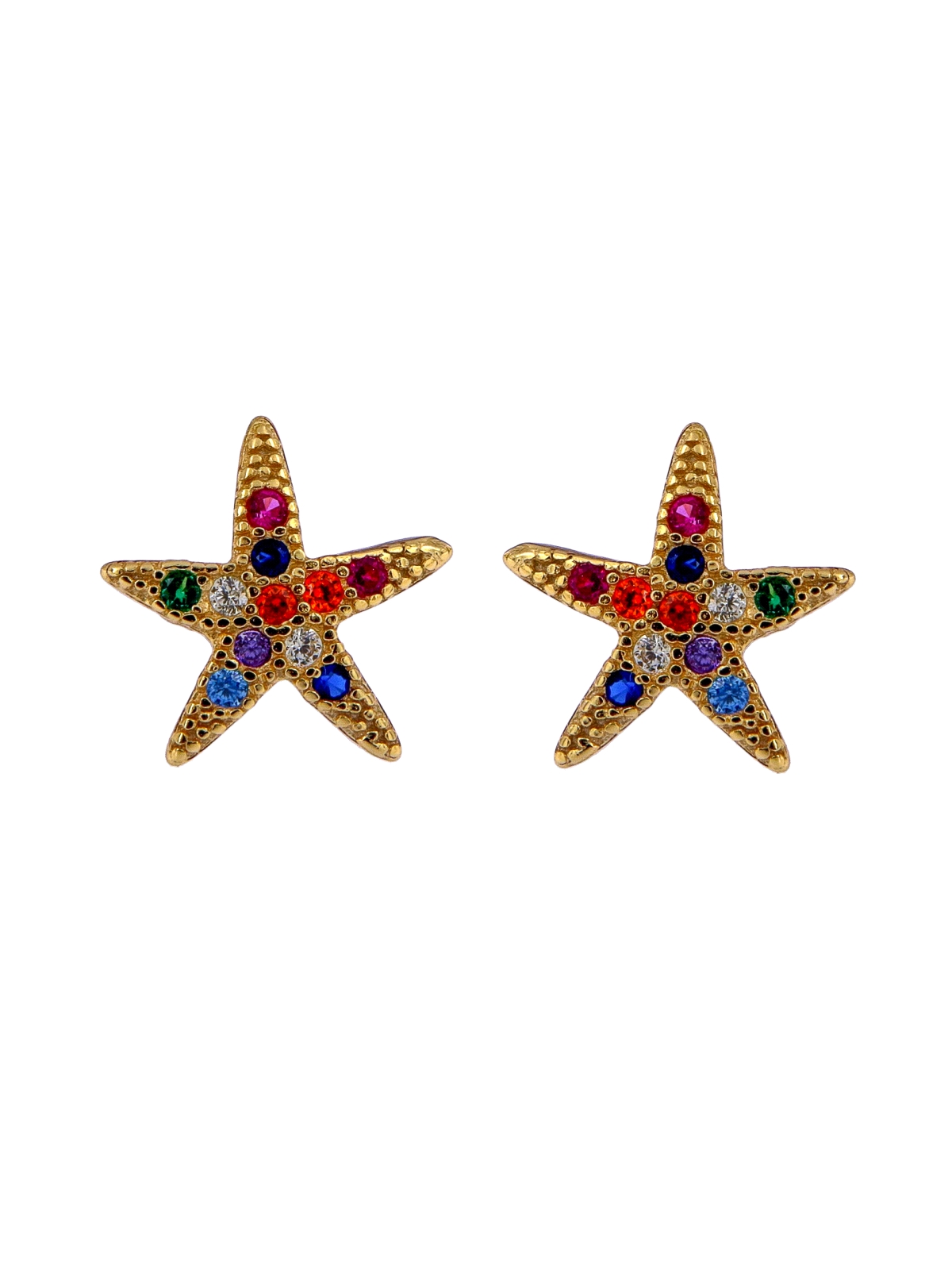Pendientes de presión estrella de mar con circonitas multicolor