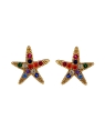 Pendientes de presión estrella de mar con circonitas multicolor