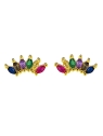 Pendientes dorados de presión con circonitas multicolor