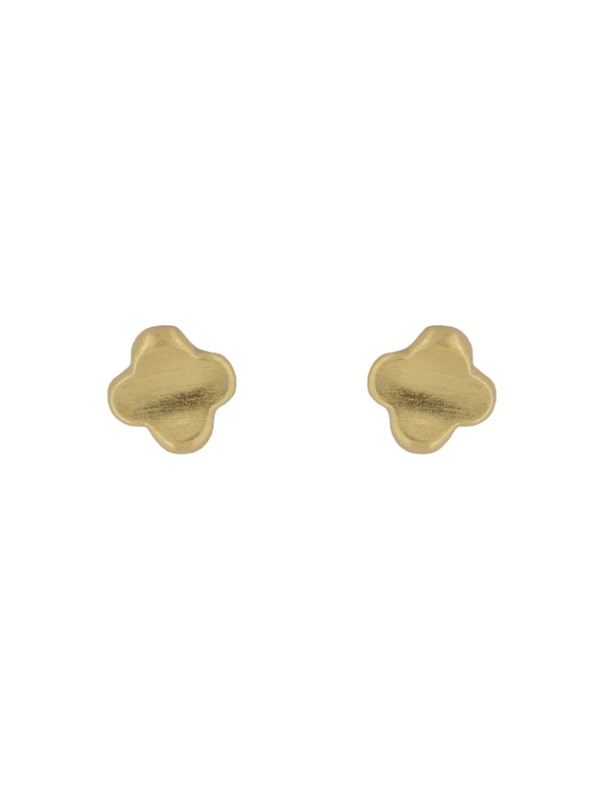 Pendientes de presión dorados motivo floral redondeado mate en Plata de Ley 925