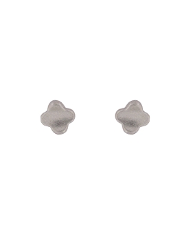 Pendientes de presión motivo floral redondeado mate en Plata de Ley 925