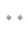 Pendientes de presión motivo floral redondeado mate en Plata de Ley 925